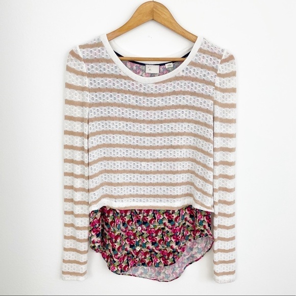 Anthropologie Postmark Boho Casual Layered Ginny Long Sleeves Sweater Top Size S - Picture 1 of 13